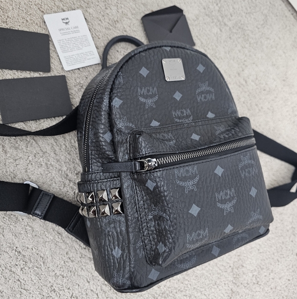 Authentic MCM Black Logo Backpack - Picture 2 of 15